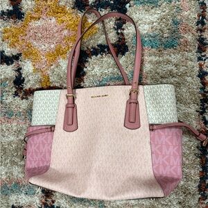 Michael Kors Pink and Cream Signature Tote